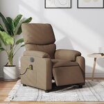 vidaXL Fauteuil inclinable de massage électrique marron tissu