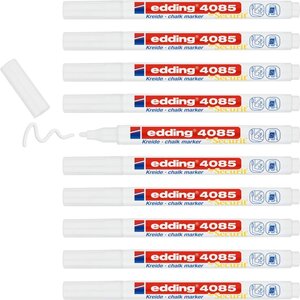 Marqueur Craie Liquide 4085 Blanc pointe Ronde 1-2 mm x 10 EDDING
