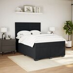 vidaXL Sommier à lattes de lit et matelas Noir 160x200 cm Velours