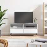vidaXL Meuble TV blanc brillant 100x34 5x44 5 cm bois d'ingénierie