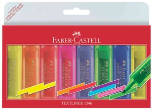 Pochette de 8 (6+2 gratuits) surligneurs TEXTLINER 1546, pointe biseautée FABER-CASTELL