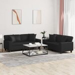 vidaXL Ensemble de canapés 2 Pièces avec coussins noir similicuir