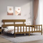 vidaXL Cadre de lit avec tête de lit marron miel 200x200cm bois massif