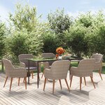 vidaXL Ensemble à manger de jardin et coussins 7 Pièces Marron