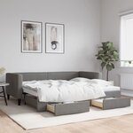 vidaXL Lit de jour avec gigogne et tiroirs sans matelas 90x200 cm