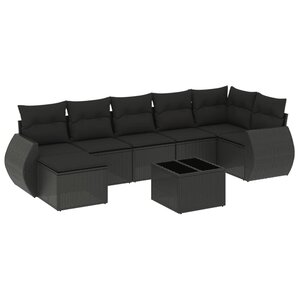 vidaXL Salon de jardin 8 Pièces avec coussins noir résine tressée