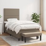 vidaXL Sommier à lattes de lit avec matelas Taupe 90x190 cm Tissu