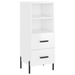 vidaXL Buffet haut Blanc brillant 34 5x34x180 cm Bois d'ingénierie