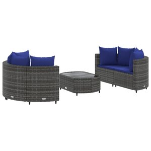 vidaXL Salon de jardin 5 Pièces avec coussins gris résine tressée