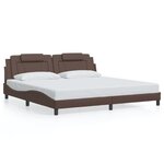 vidaXL Cadre de lit avec lumières LED marron 200x200 cm similicuir