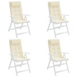 vidaXL Coussins de chaise à dossier haut lot de 4 crème tissu oxford