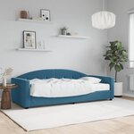 vidaXL Lit de jour avec matelas bleu 90x200 cm velours