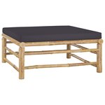 vidaXL Salon de jardin 3 Pièces avec coussins gris foncé bambou