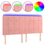 vidaXL Tête de lit à LED Rose 180x5x118/128 cm Velours