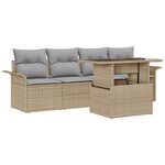 vidaXL Ensemble de Canapés de Jardin 5 Pièces avec Coussins Beige Poly Rattan
