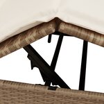 Transat double vidaXL avec toit et rideaux en polyrotin beige