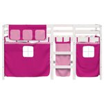 vidaXL Lit mezzanine enfants et rideaux rose 90x200cm bois pin massif
