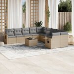 vidaXL Salon de jardin 11 Pièces avec coussins beige résine tressée