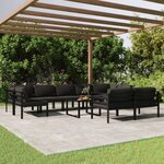 vidaXL Salon de jardin 10 Pièces avec coussins Aluminium Anthracite