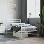 vidaXL Cadre de lit métal avec tête de lit/pied de lit blanc 100x190cm