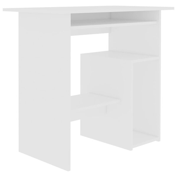 Bureau table poste de travail meuble d'ordinateur informatique étude 80 x 45 x 74 cm bois d’ingénierie blanc 02_0023526