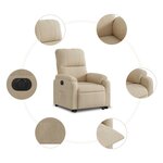 vidaXL Fauteuil inclinable électrique crème tissu microfibre