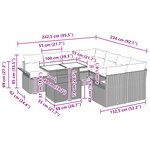 vidaXL Ensemble de canapé de jardin 9 pièces avec coussins beige en poly-rattan