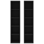 vidaXL Armoires à CD 2 Pièces Noir 21x16x93 5 cm Bois d'ingénierie