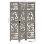 vidaXL Cloison de séparation 3 panneaux Gris 120x165 cm Bois manguier