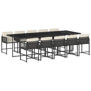 vidaXL Ensemble à manger de jardin 11 Pièces coussins noir résine tressée