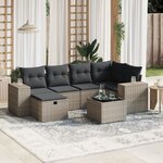 vidaXL Salon de jardin avec coussins 7 Pièces gris résine tressée
