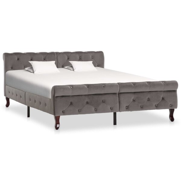 vidaXL Cadre de lit Gris Velours 140x200 cm