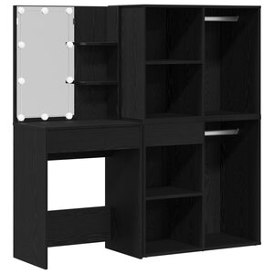 vidaXL Table de Maquillage LED avec 2 Armoires Chêne Noir Bois d'Ingénierie