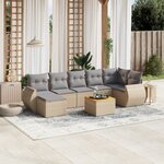 vidaXL Salon de jardin avec coussins 8 Pièces beige résine tressée