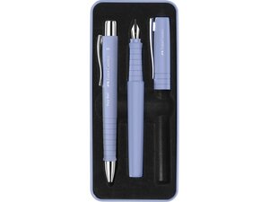 Stylo bille et stylo plume Faber-Castell Poly Pen avec pointe B - Clip en métal - Bleu clair