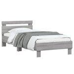 vidaXL Cadre de lit tête de lit et lumières LED sonoma gris 90x200 cm