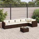 vidaXL Salon de jardin avec coussins 7 Pièces marron résine tressée