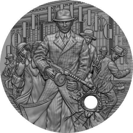 Pièce de monnaie en Argent 5 Dollars g 62.2 (2 oz) Millésime 2022 The Gangster JOHN DILLINGER