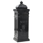 Boîte aux lettres à pilier aluminium vintage antirouille noir 02_0041554