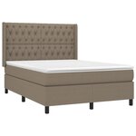 vidaXL Sommier à lattes de lit matelas et LED Taupe 140x190 cm Tissu