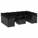 vidaXL Salon de jardin 10 Pièces avec coussins noir résine tressée