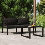 vidaXL Salon de jardin 3 Pièces avec coussins Aluminium Anthracite