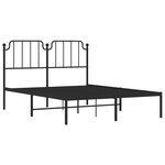 vidaXL Cadre de lit métal avec tête de lit noir 140x190 cm