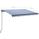 vidaXL Auvent automatique capteur de vent LED 3 5x2 5 m Bleu et blanc