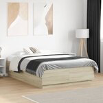 vidaXL Cadre de lit avec lumières LED chêne sonoma 135x190 cm