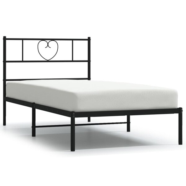 vidaXL Cadre de lit métal avec tête de lit noir 100x190 cm