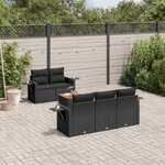 vidaXL Salon de jardin 6 Pièces avec coussins noir résine tressée