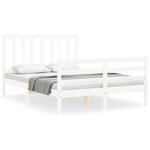 vidaXL Cadre de lit avec tête de lit blanc 140x190 cm bois massif