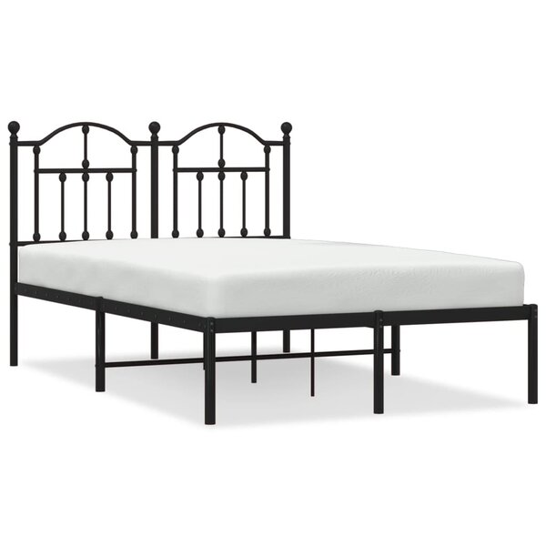 vidaXL Cadre de lit métal avec tête de lit noir 120x190 cm