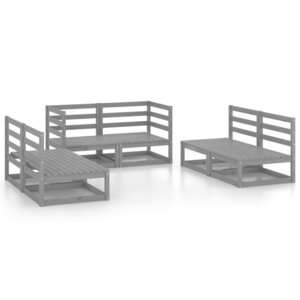 vidaXL Salon de jardin 6 Pièces gris bois de pin massif